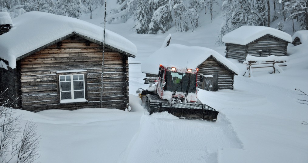 Pistmaskinen i arbete vid Örnbo under helgen